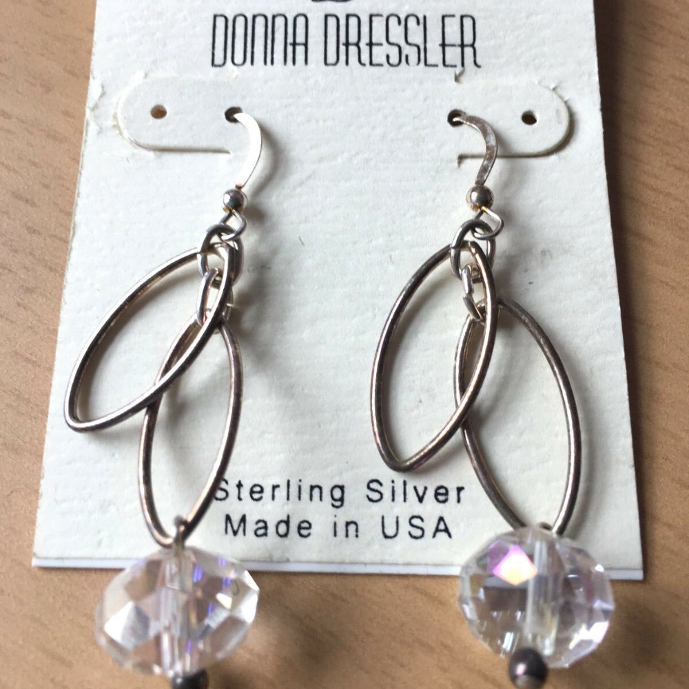 DONNA DRESSLER CRYSTAL DROP EARRINGS STERLING SILV